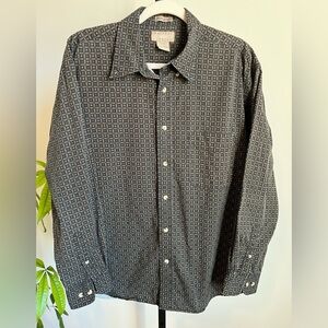 Natural Issue Black Gold Pattern Button Down Shirt 100% Cotton | Men’s Large